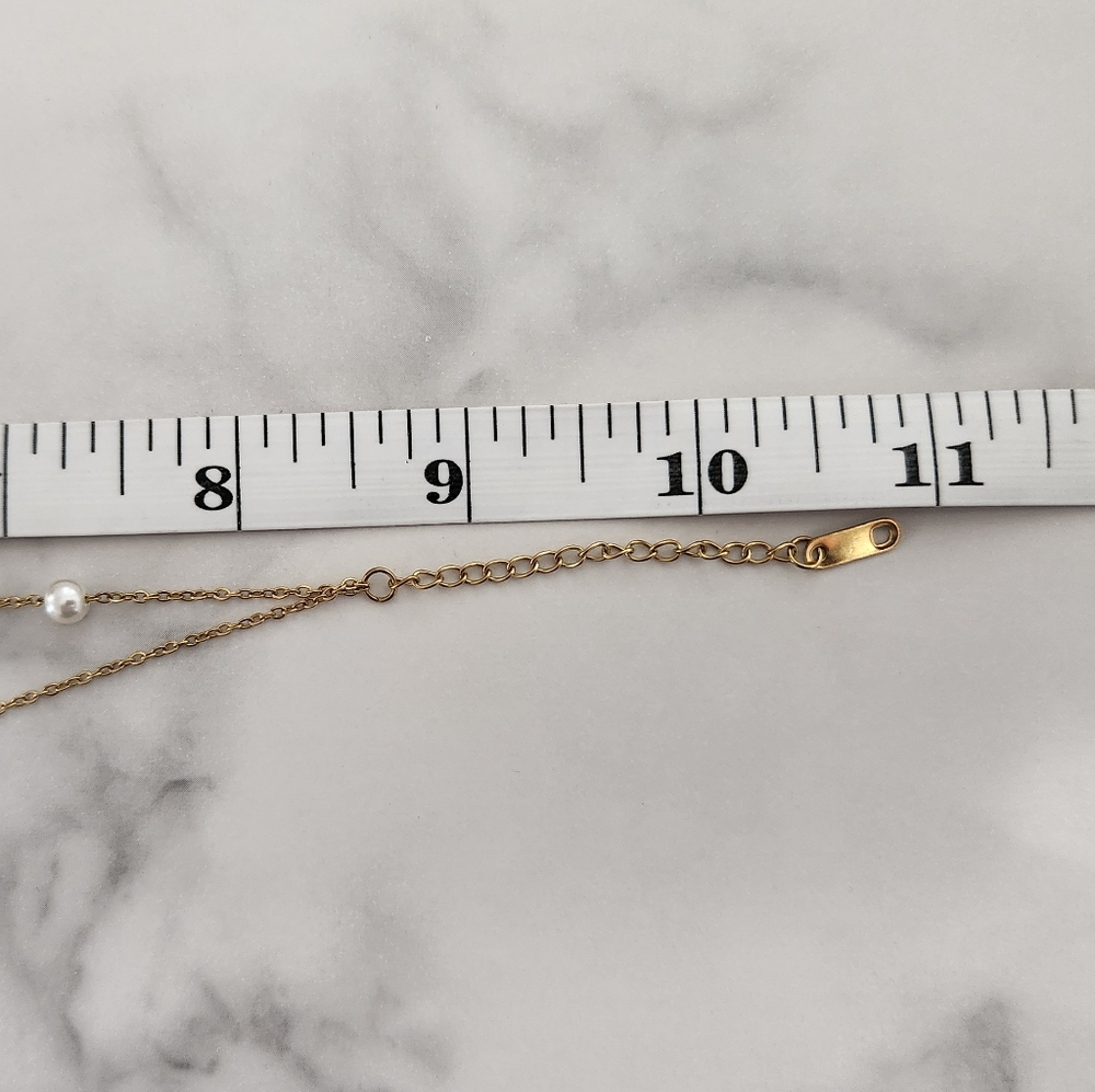 Gold Plated Butterfly Artificial Pearl Layered Design Anklet - Picture 12 of 13
